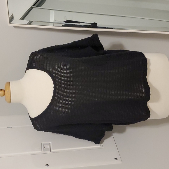 Bohemian Black Sweater with scoop neckline - Picture 1 of 3